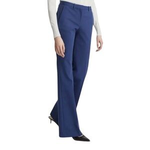 Theory Demetria Wool Blend Navy Wide Leg Women's Career Pants Size 8 Long Length